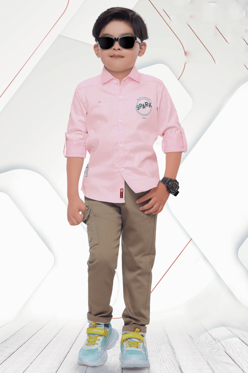 Pink with Beige Casual wear Pant and Shirt Set for Boys – Seasons Chennai