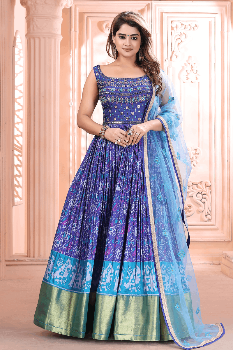 Buy 58/5XL Size Anarkali Gown Mirror Work Indian Dresses Online