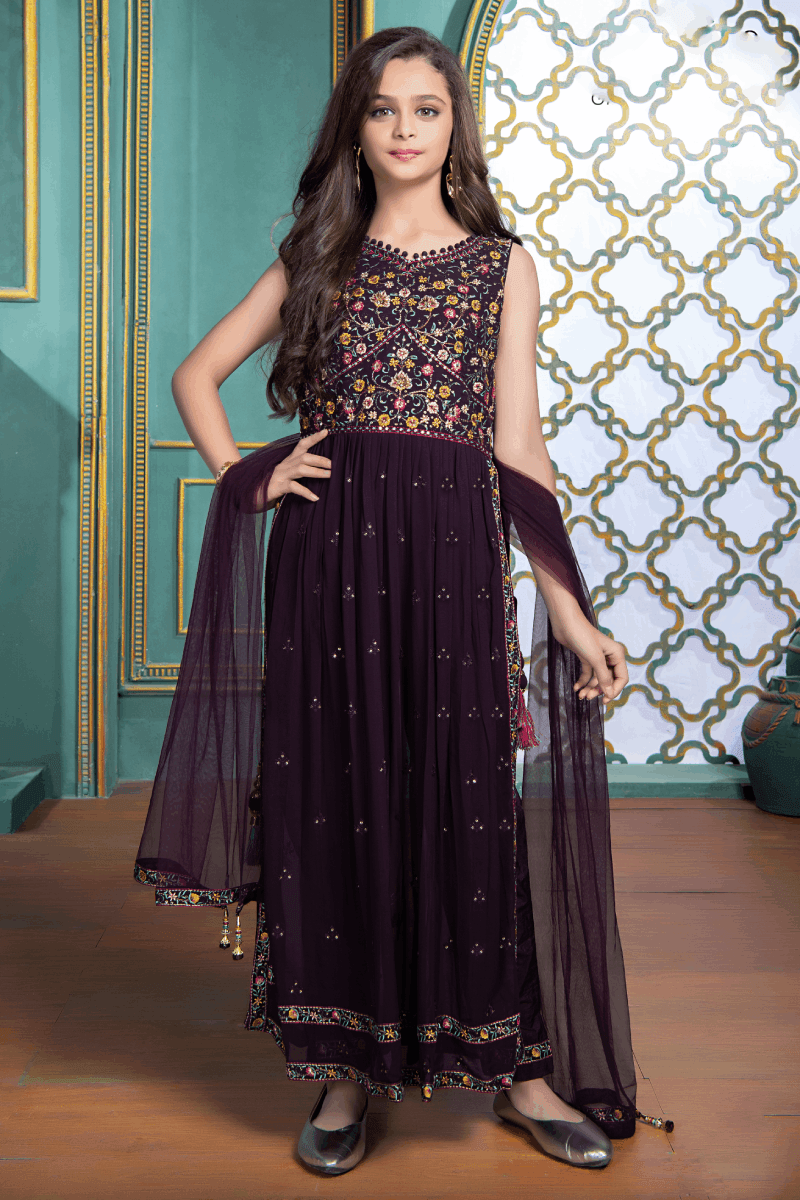 Regular Multicolor FORMAL WEAR EMBROIDERY WORK TOP WITH PENT, Wash
