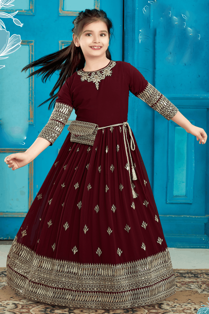 Maroon hotsell long frock