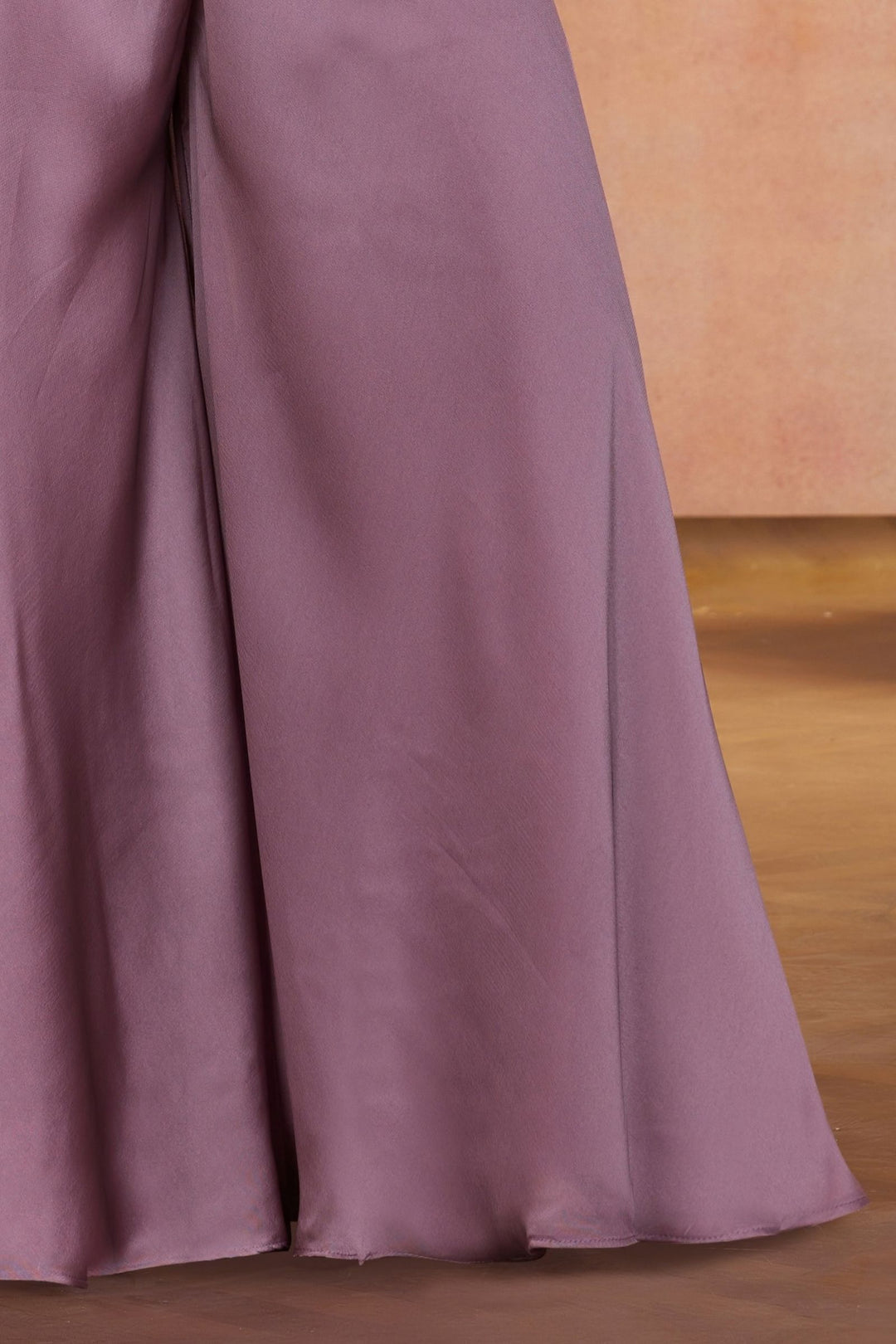 Lavender Beads, Thread and Sequins work Palazzo Suit Set for Girls