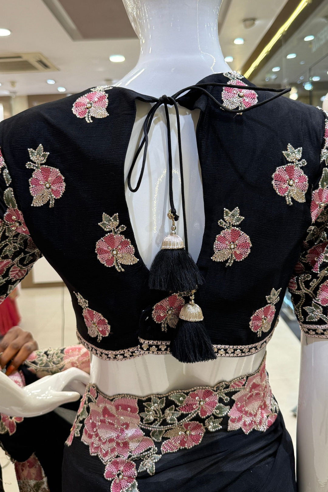 Black Embroidery, Sequins, Pearl and Zari work Saree