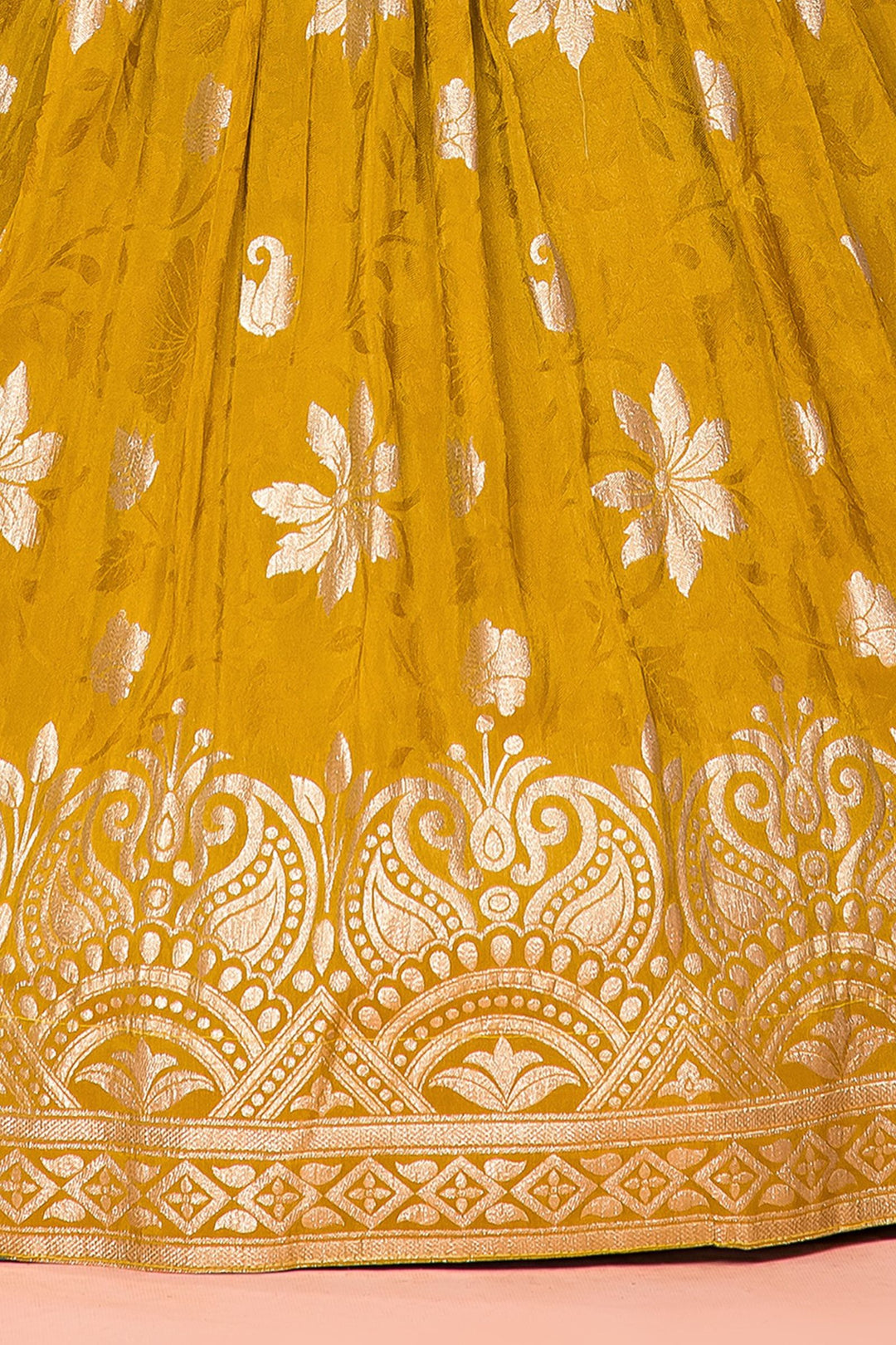 Rani pink with Olive Green Stone, Pearl and Zardozi work Lehenga Choli for Girls