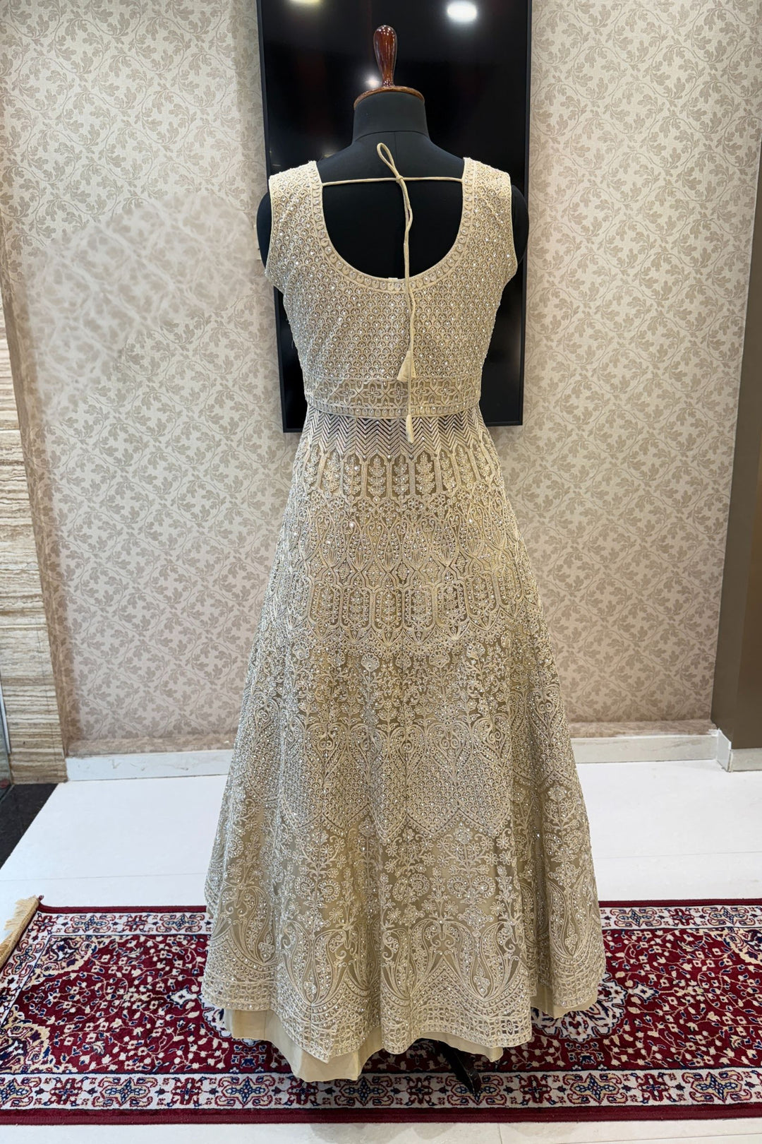 Chiku Stone and Zari Thread work Long Top Lehenga