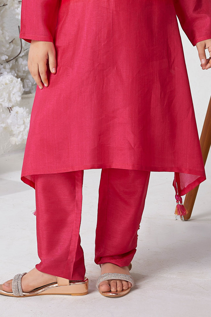 Multicolor with Digital Print A-Line Cut Salwar Suit for Girls