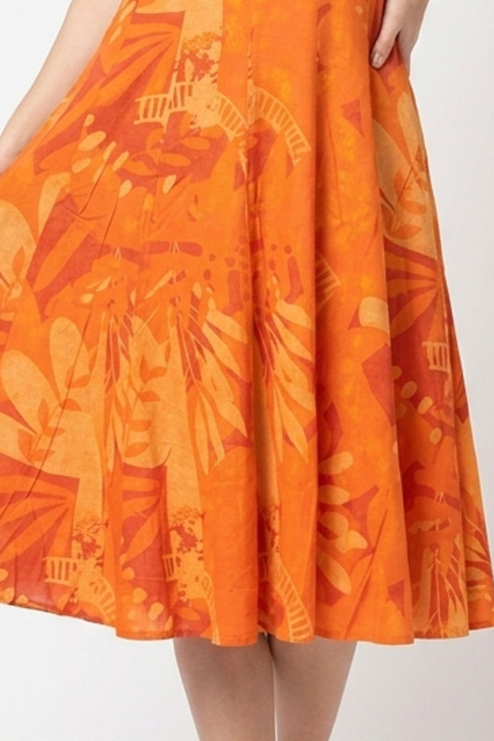 Orange with Digital Print Anarkali Styled Kurti