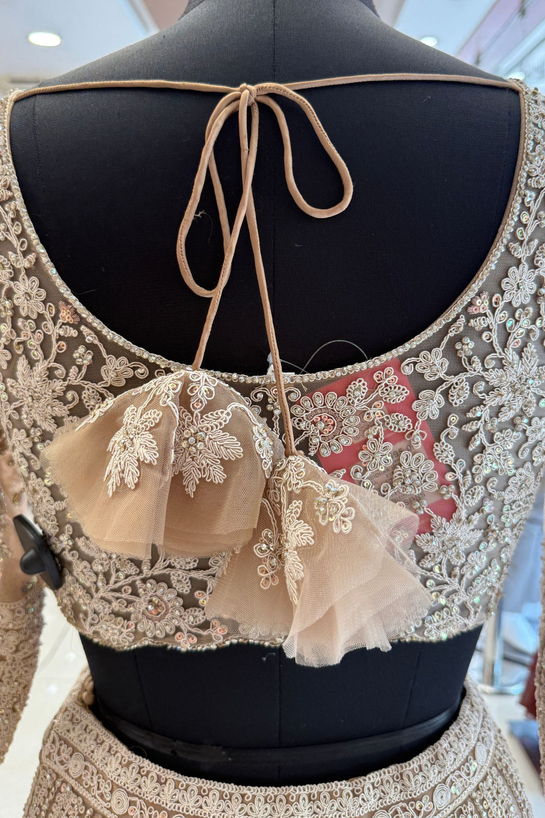 Designer Champagne Gold Wedding Lehenga Featuring Sequins, Stone and Zari Thread
