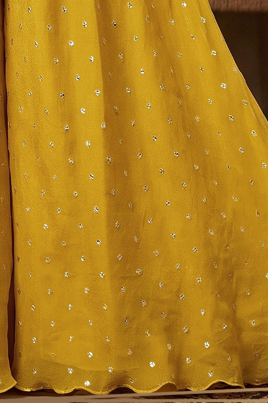 Yellow Beads, Sequins and Zari work Palazzo Set for Girls