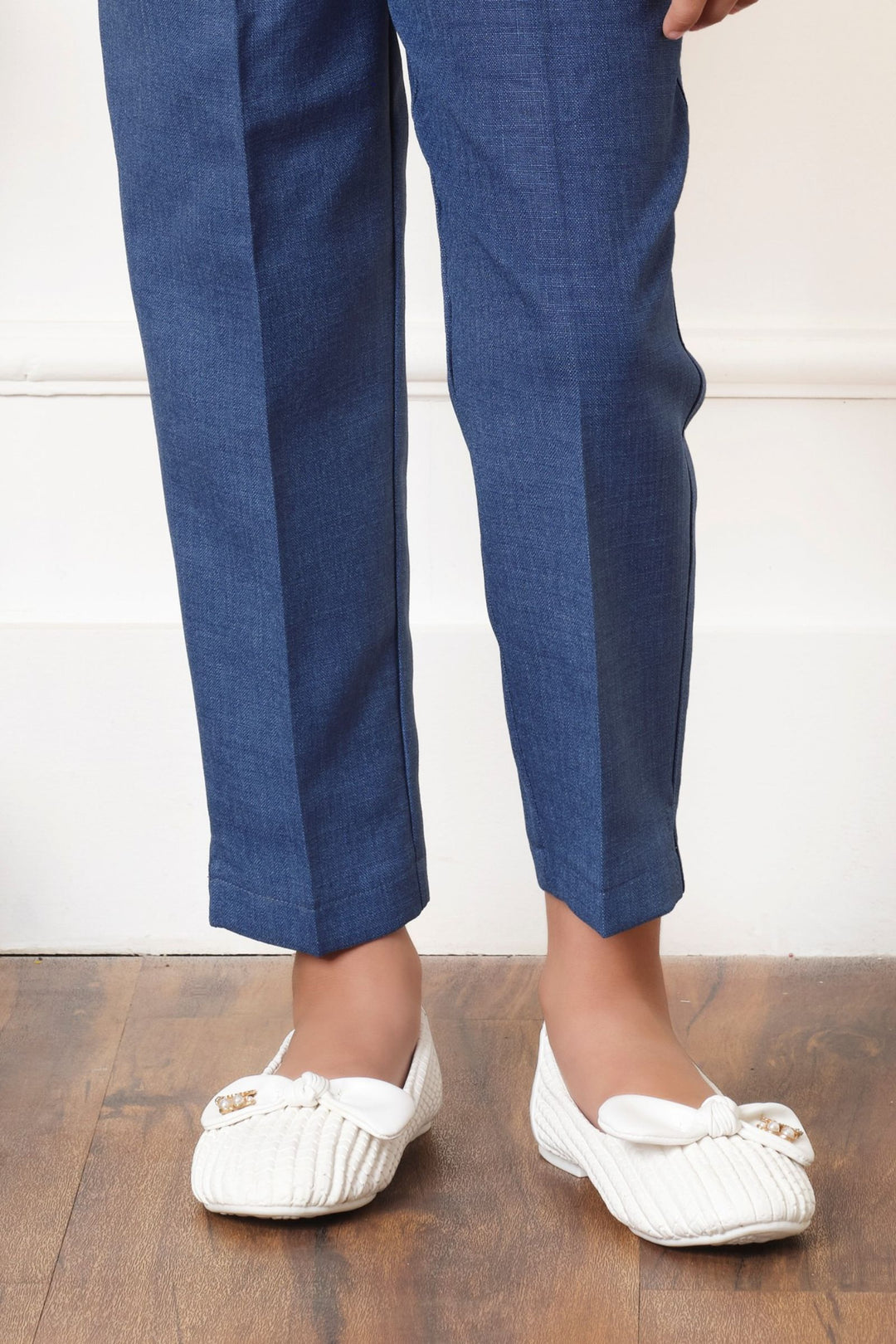 Dark Blue Thread and Sequins work Overcoat Styled Co-ord Set for Girls