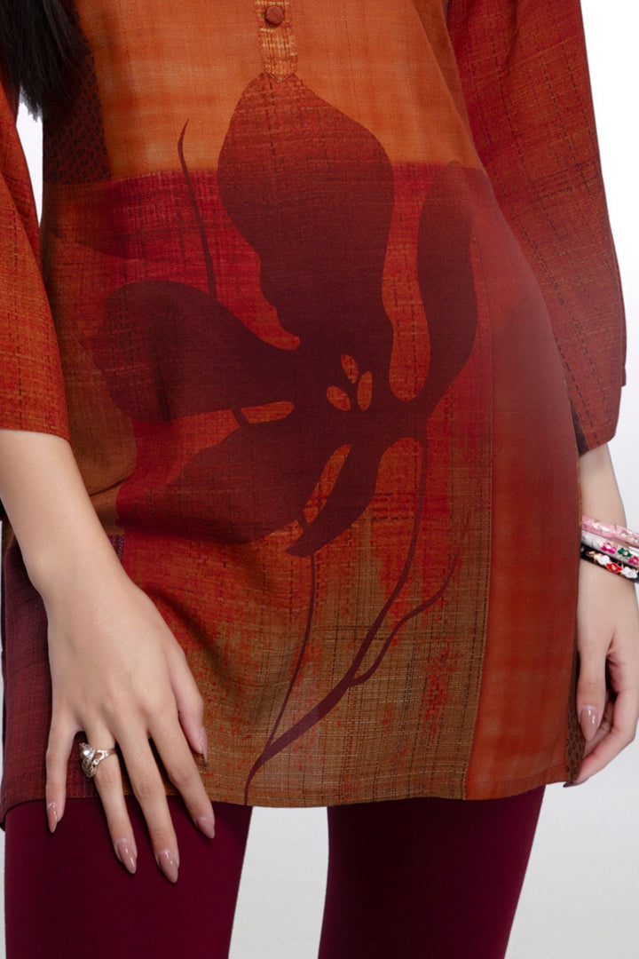Rust Digital Print Short Kurti