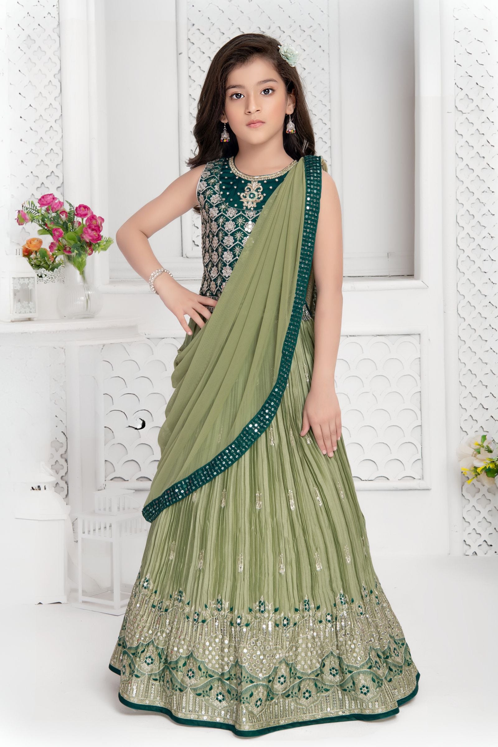 Cancan Party and Wedding Wear Kids Lehenga With Embroidered Top, Age: 7-9  Years at Rs 3599/piece in Raipur