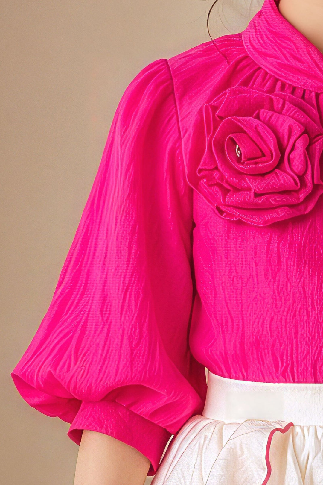 Pink with Cream Top and Skirt for Girls