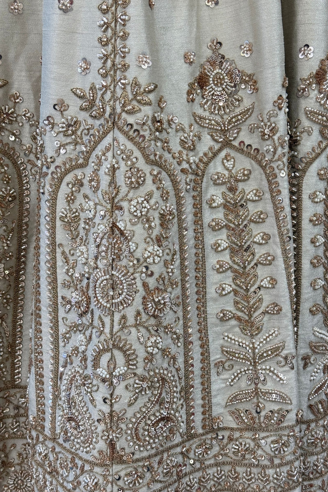 Designer Wedding Lehenga in Cream with Beads, Zari and Sequins Work