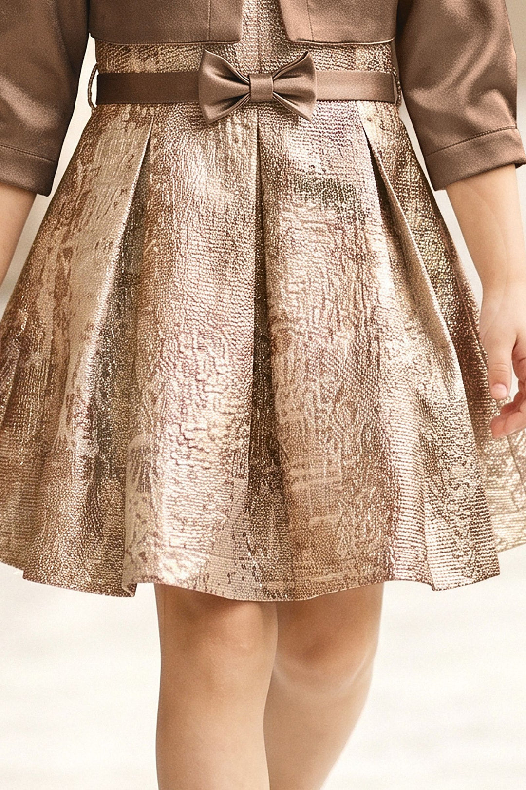 Brown Jacket Styled Short Frock For Girls