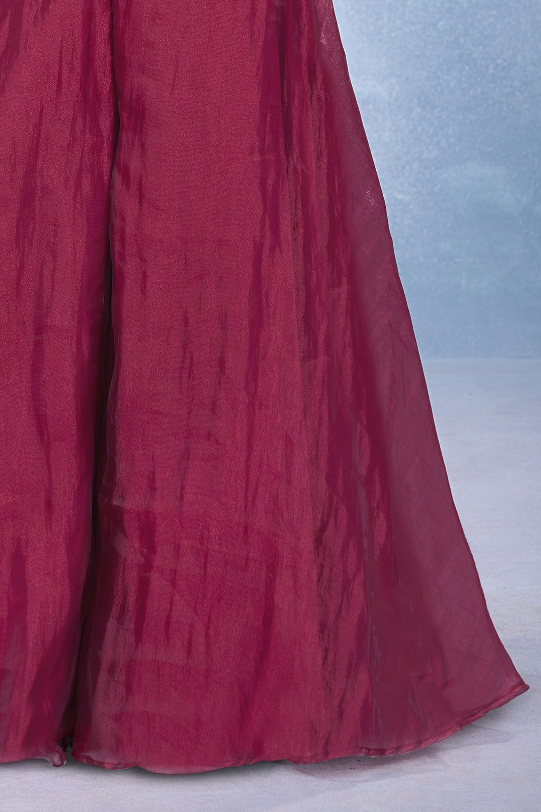 Magenta Beads and Embroidery work Palazzo Suit Set for Girls
