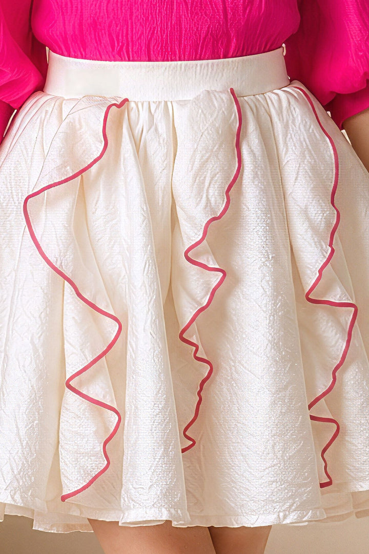 Pink with Cream Top and Skirt for Girls