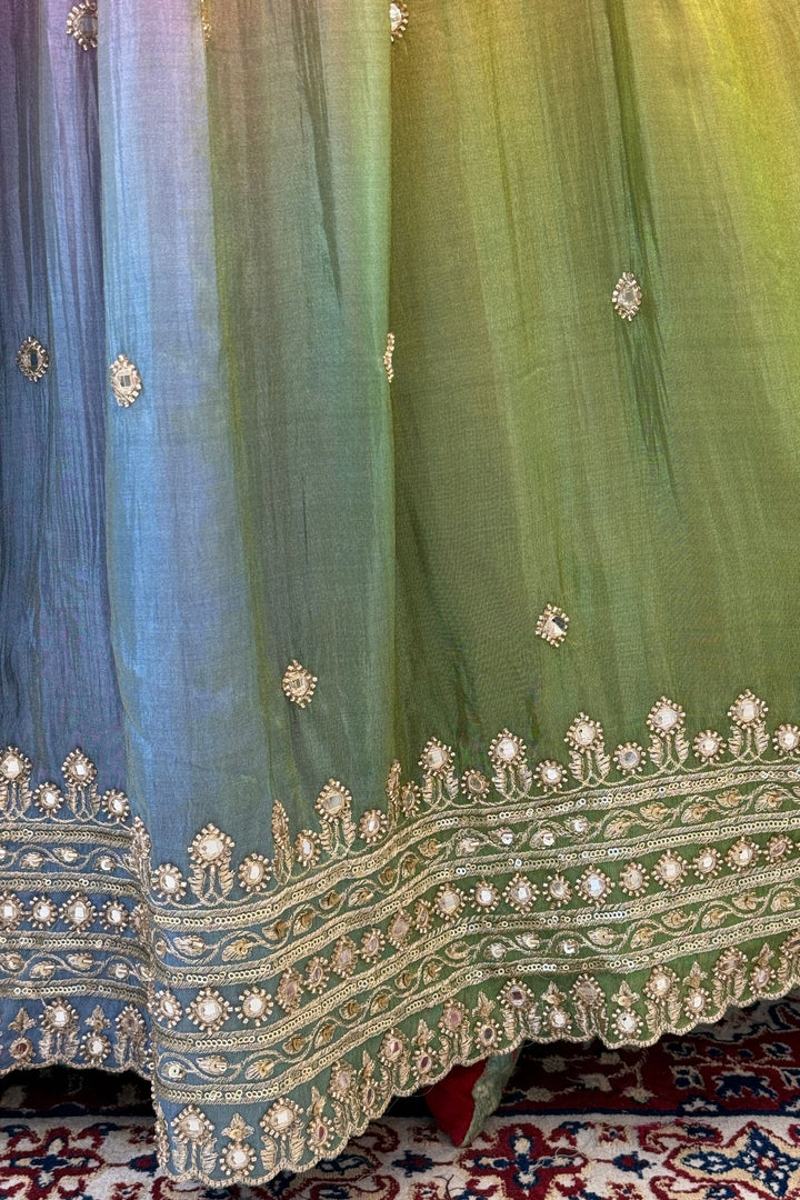 Designer Lehenga with Intricate Mirror, Stone, Sequins, Zari and Beads work