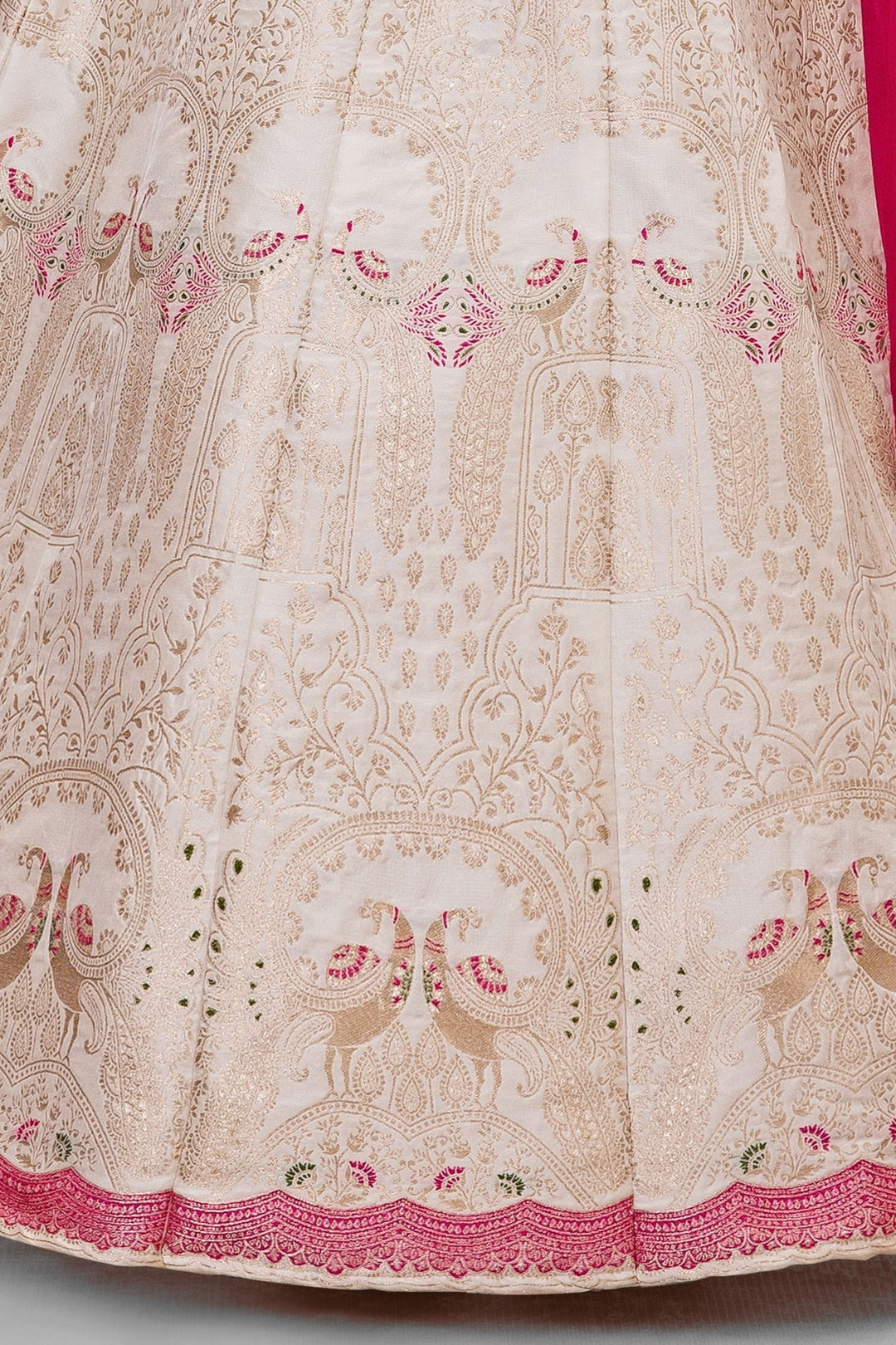 Rani Pink with Cream Beads, Zari and Sequins work Lehenga Choli for Girls