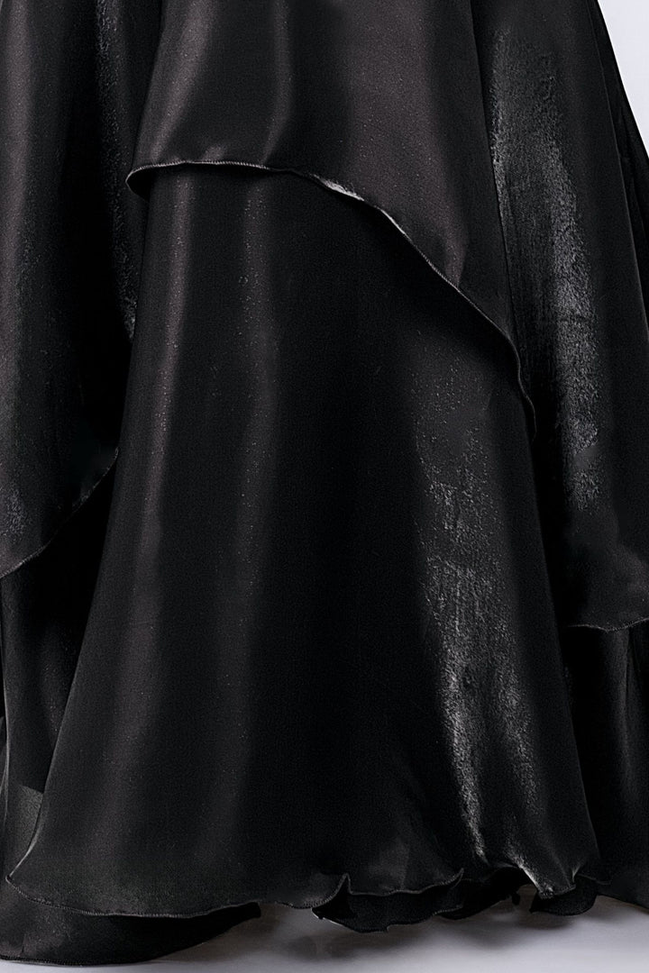 Black Sequins work One-Shoulder Ruffle Lehenga for Girls