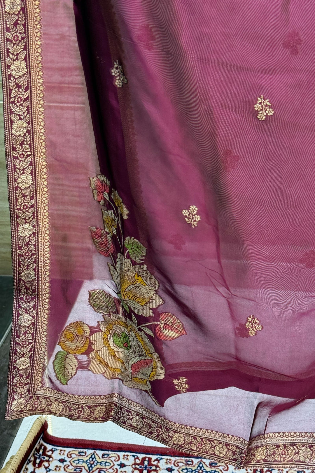 Wine Beads, Sequins, Zari, Stone, Banaras and Jacquard work Straight Cut Salwar Suit