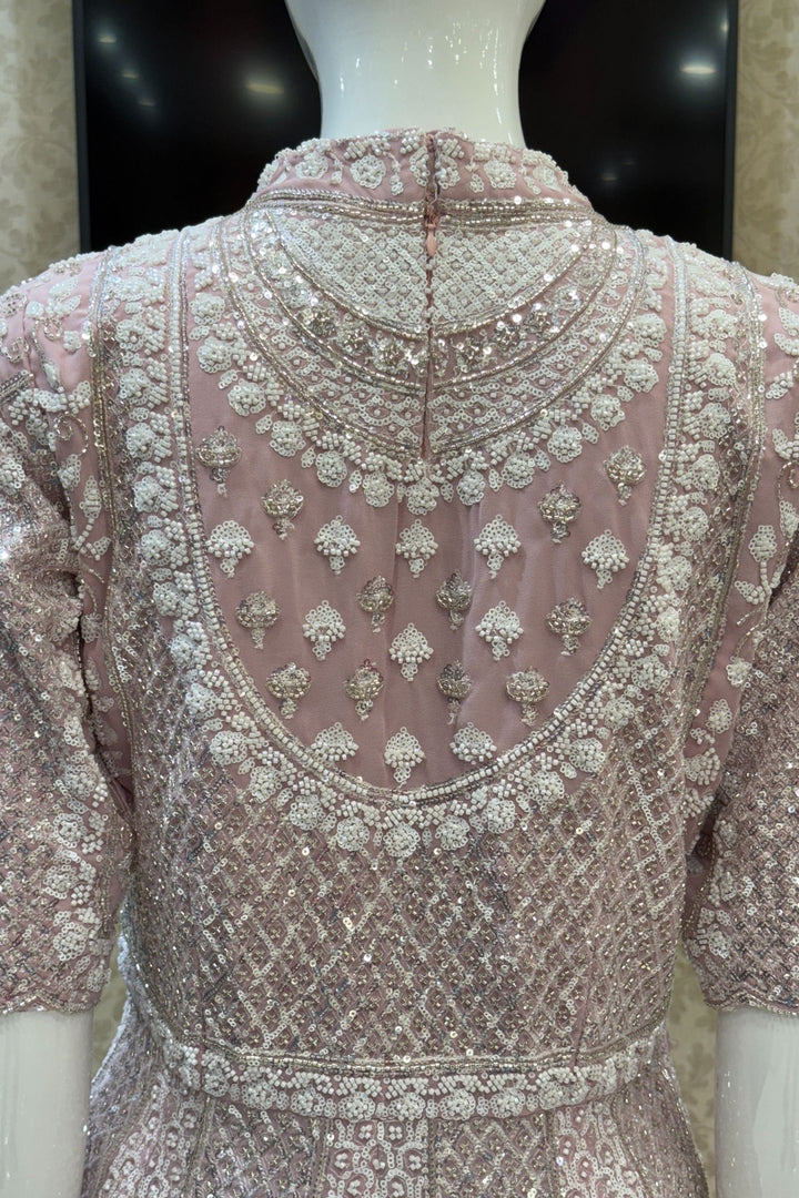 Baby Pink Sequins and Beads work Sharara Salwar Suit