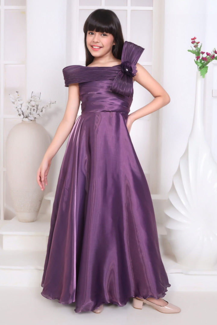 Purple Long Party Gown for Girls