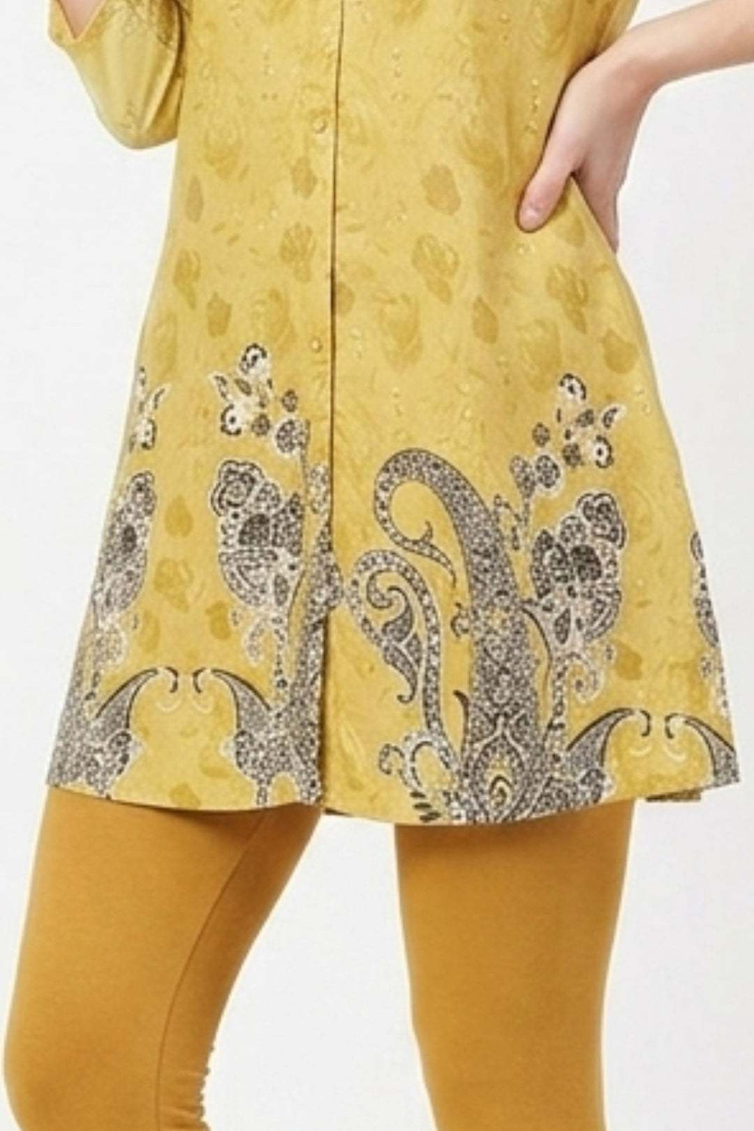 Lemon Yellow Digital Print Short Kurti