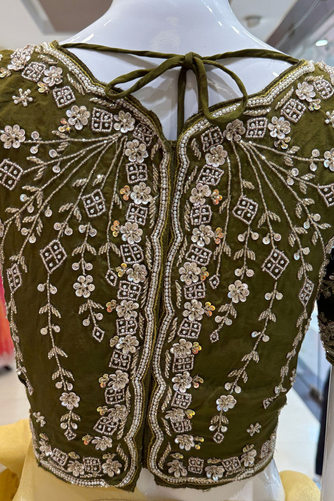 Gold Beads, Sequins, Zari and Pearls work Saree