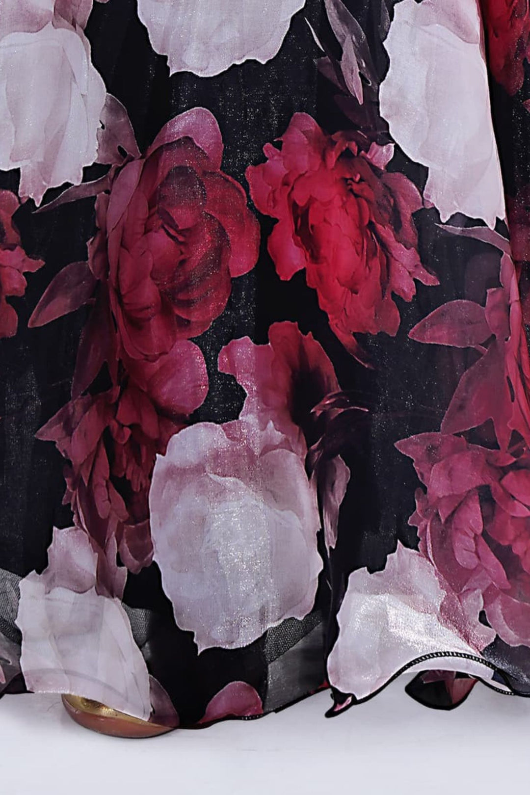 Black Beads, Mirror and Embroidery work with Floral Print Lehenga Choli for Girls