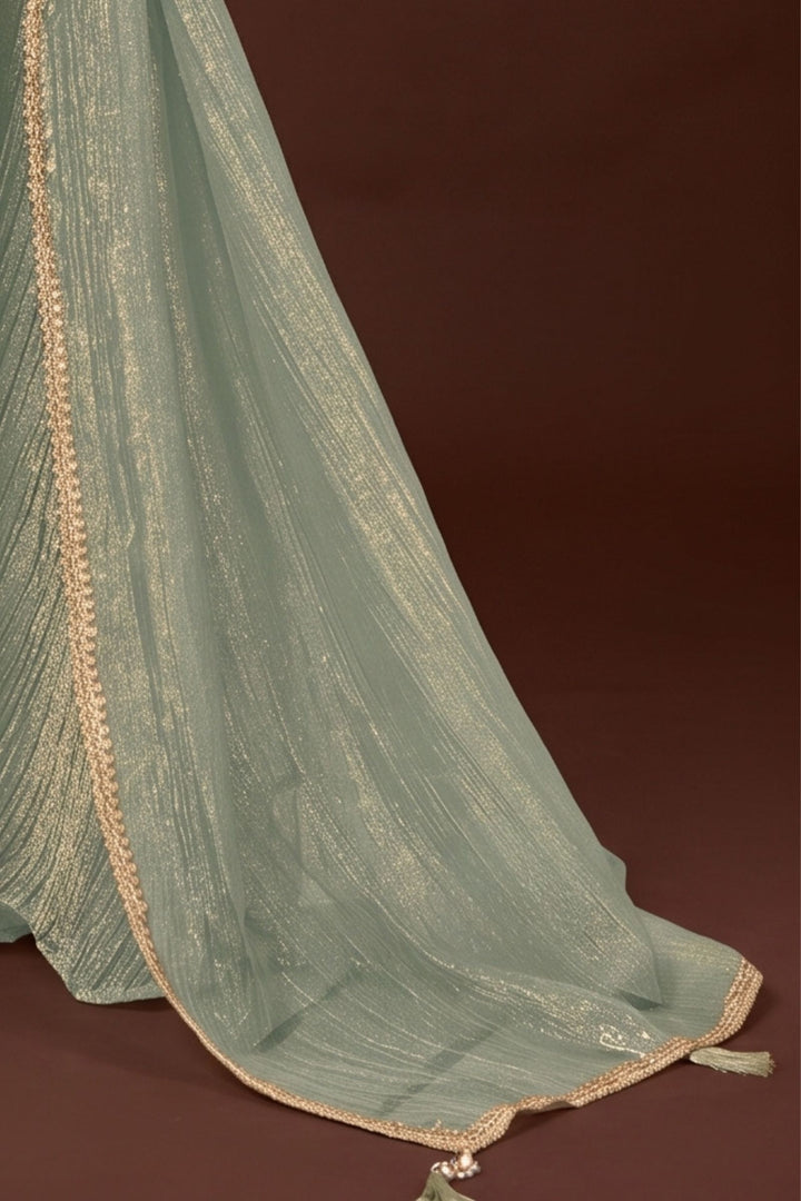 Sea Green Beads and Stone work Palazzo Set