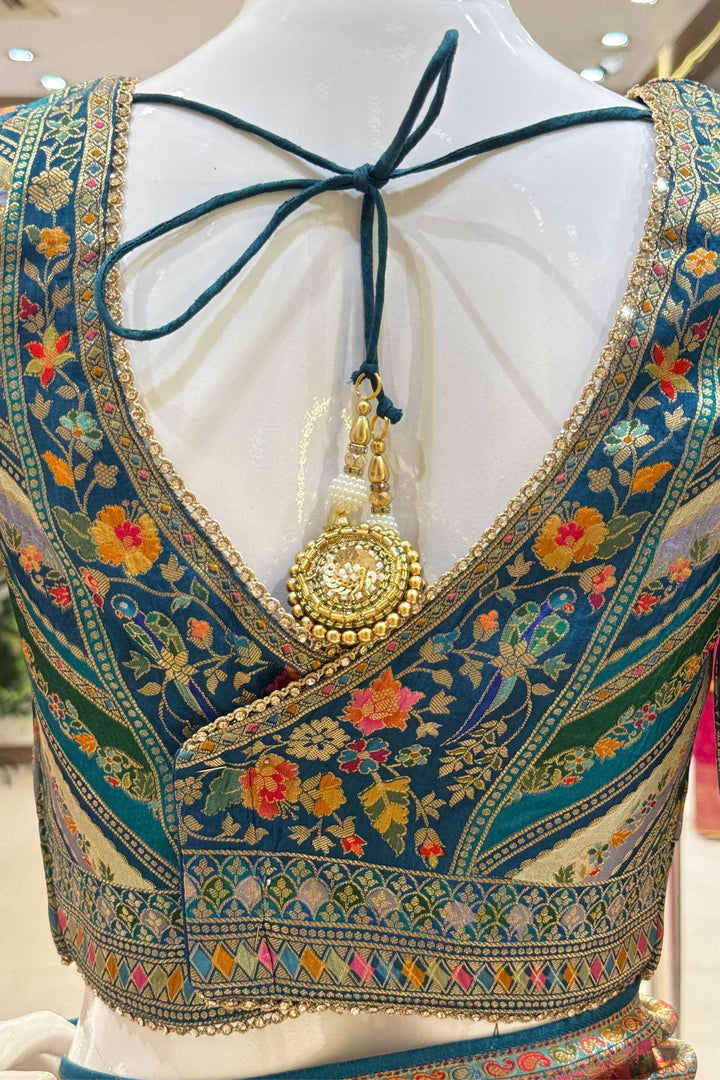 Rani Pink Banaras work Saree