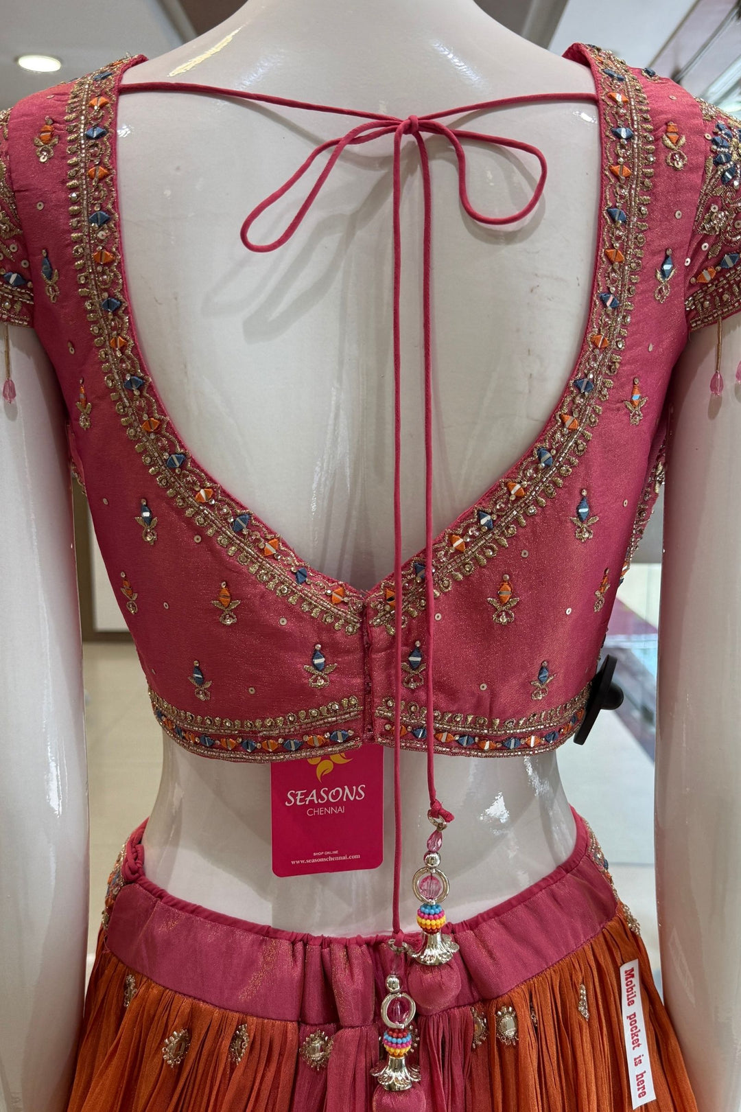 Designer Lehenga with Intricate Mirror, Stone, Sequins, Zari and Beads work