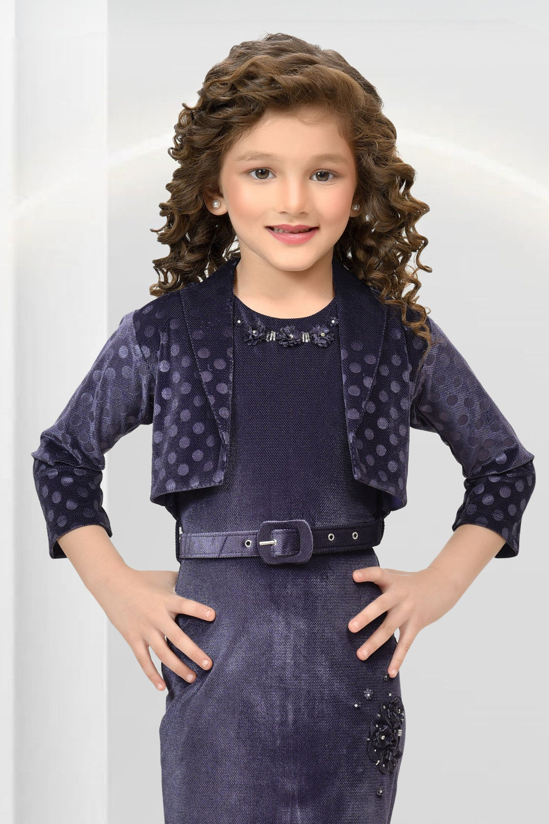 Purple Overcoat Styled Short Frock for Girls