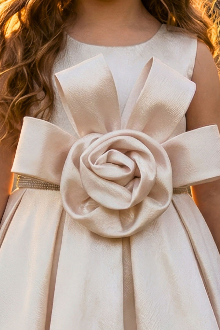 Half White Stone work Short Partywear Frock for Girls