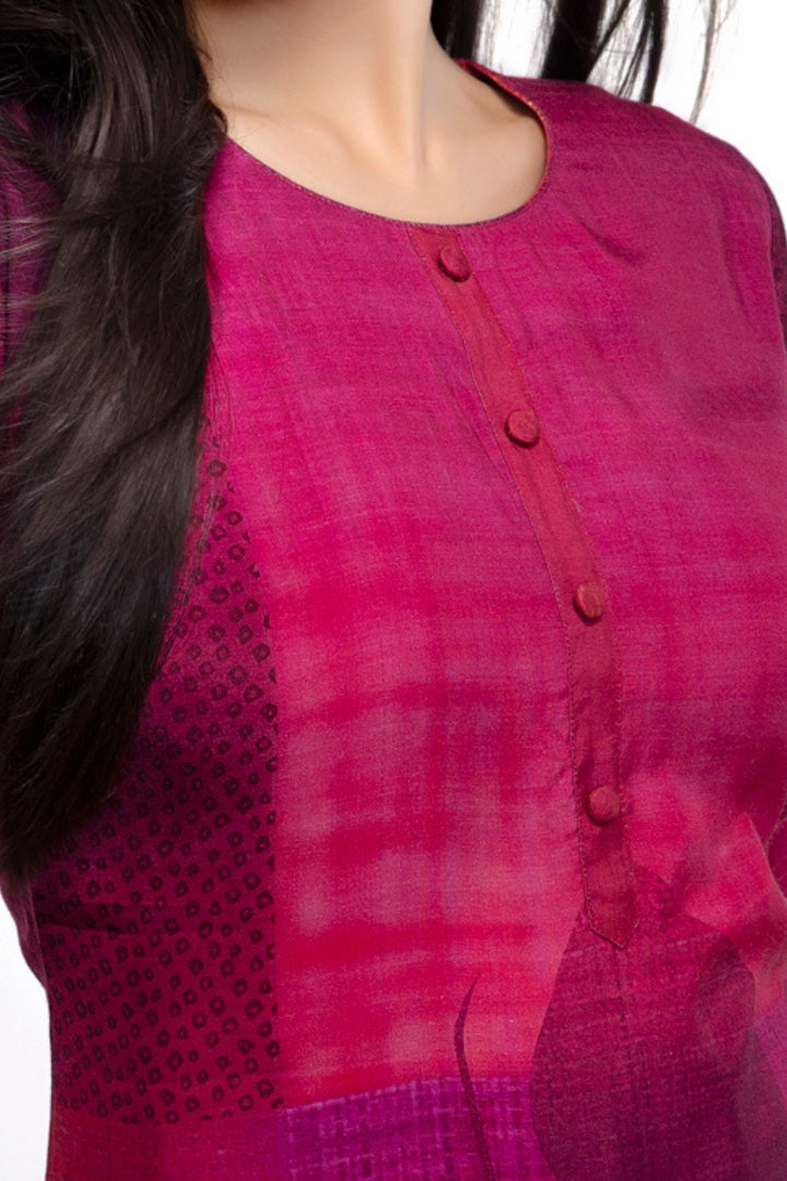 Magenta Digital Print Short Kurti