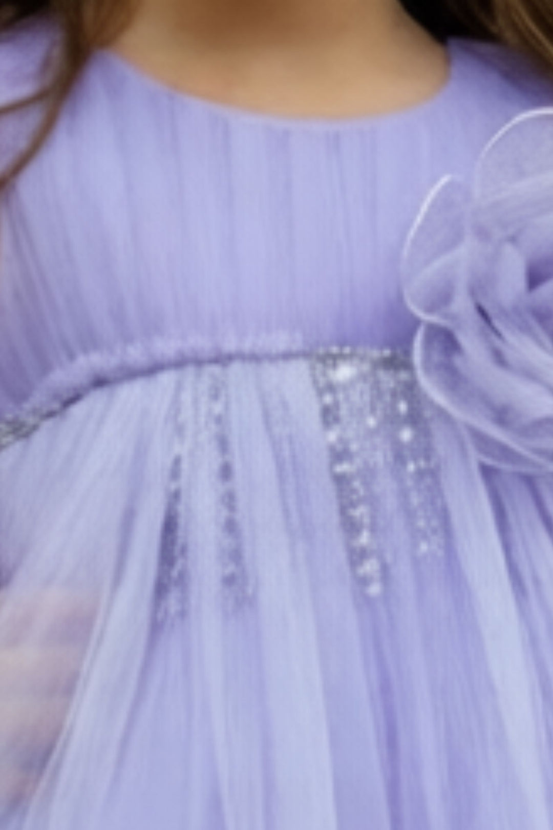 Lavender Sequins work Short Partywear Frock for Girls