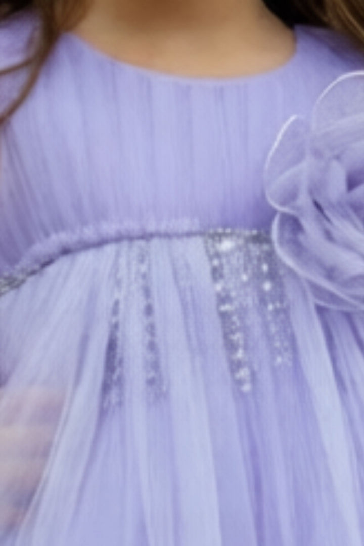 Lavender Sequins work Short Partywear Frock for Girls