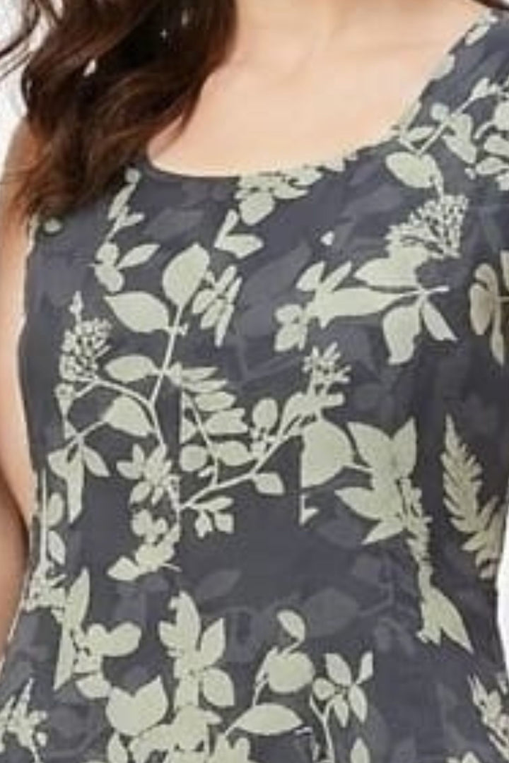 Grey with Digital Print Anarkali Styled Kurti