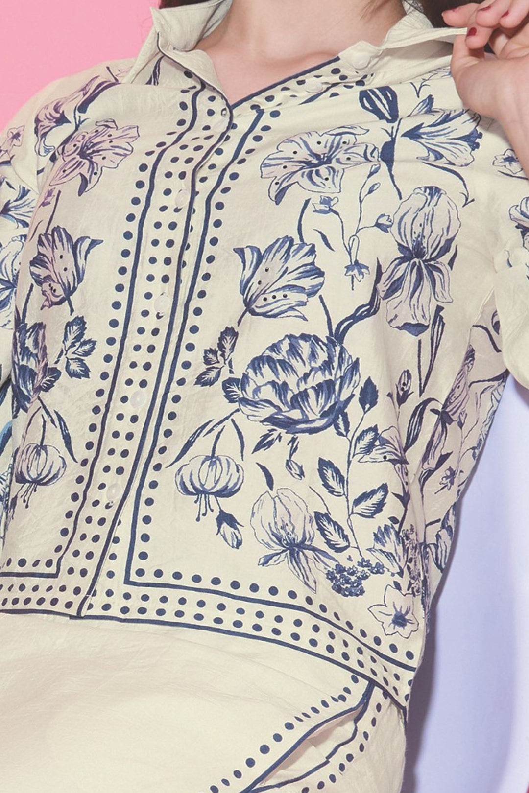 Cream with Digital Print Co-ord Set for Girls