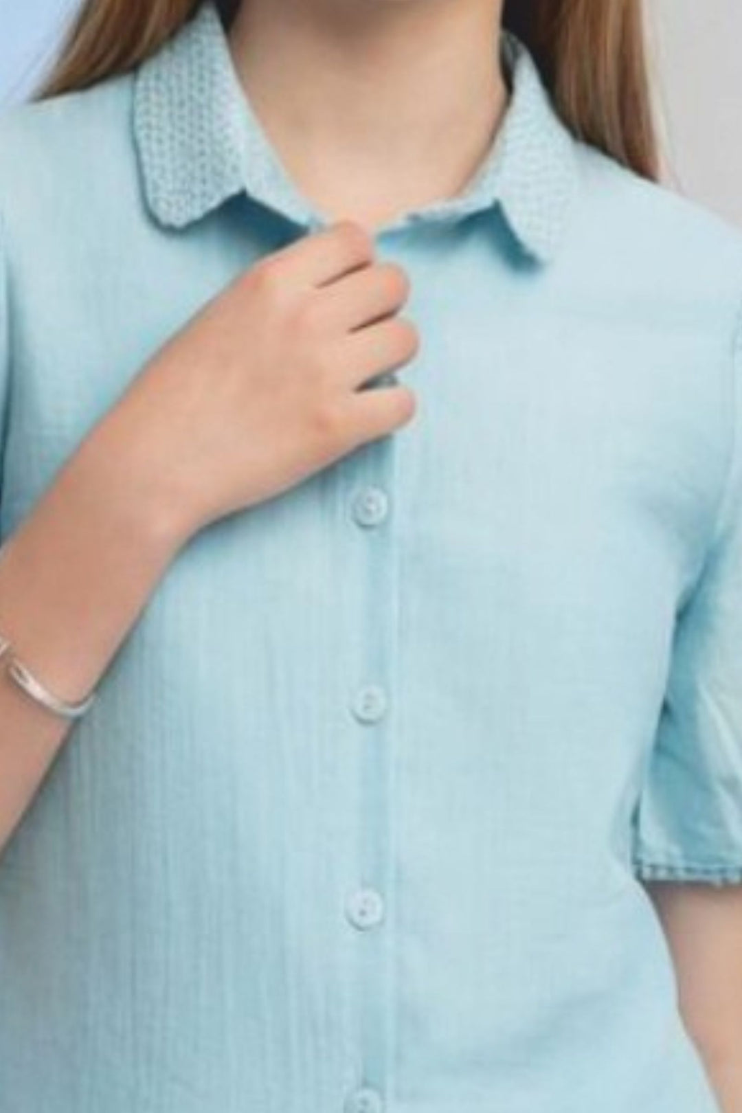 Sky Blue Embroidery work Top and Shorts For Girls