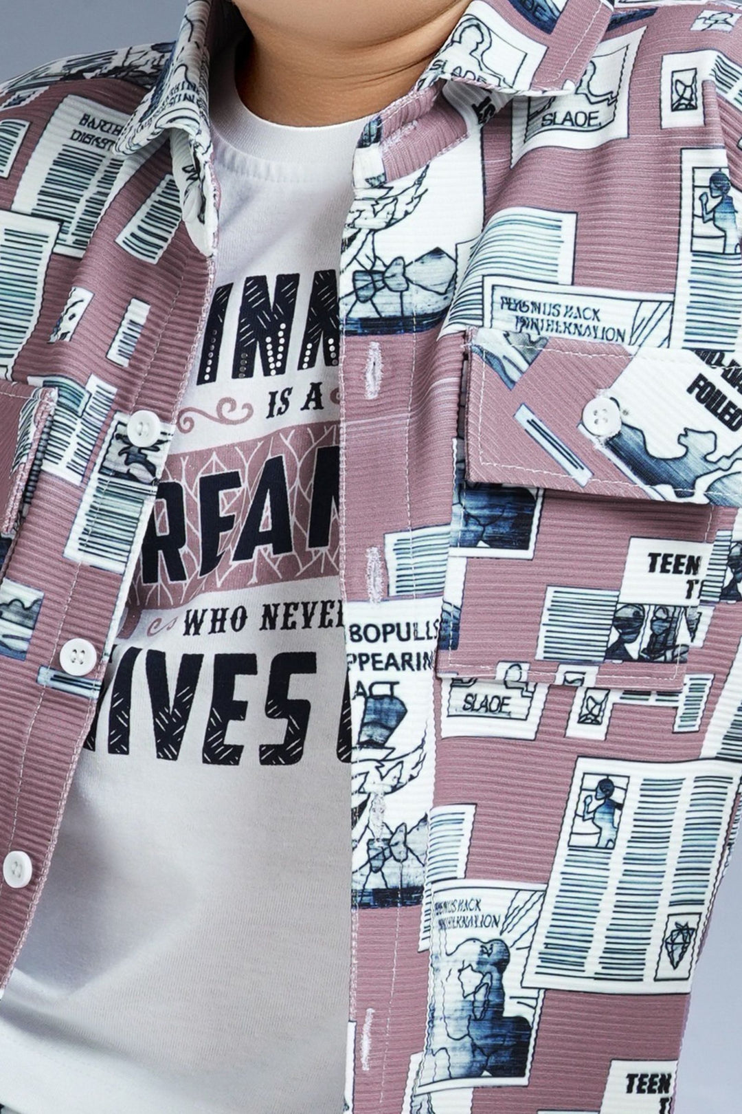 Lilac with Multicolor Digital Print Co-Ord Set for Boys