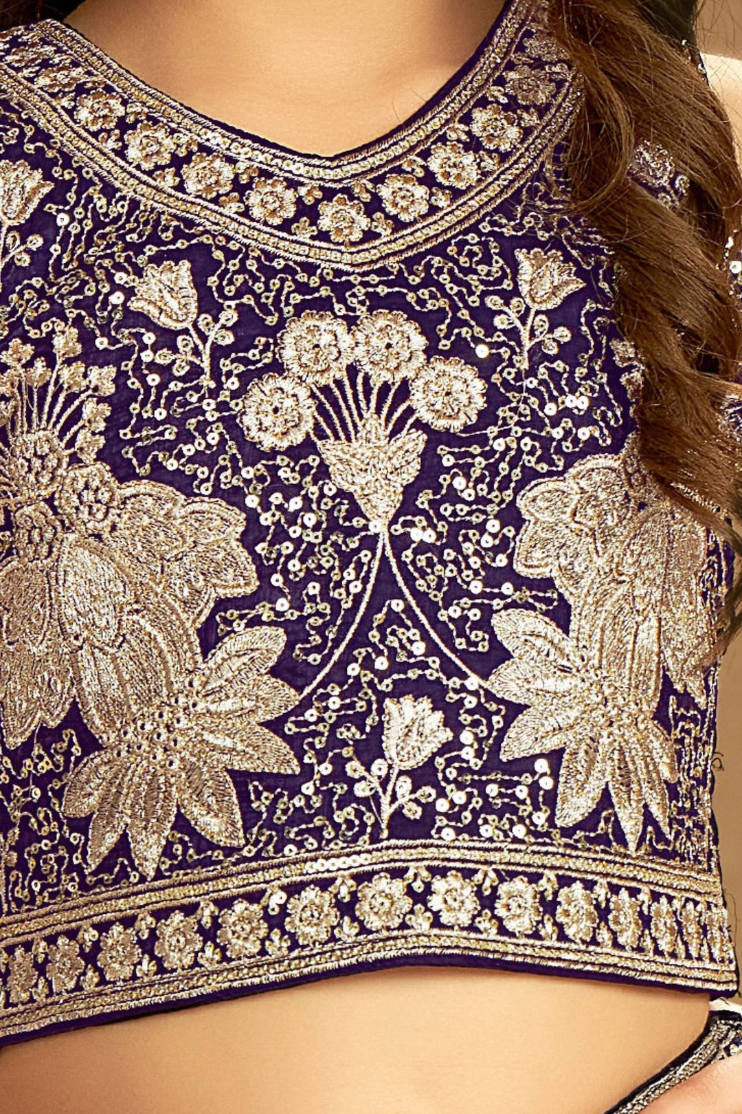 Purple Sequins and Zari work Lehenga Choli for Girls