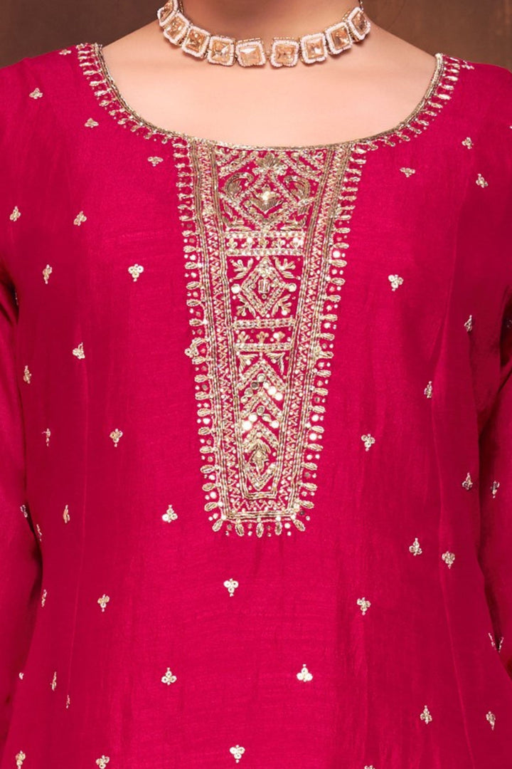 Red Stone, Zardozi, Zari and Sequins work A-line Cut Salwar Suit