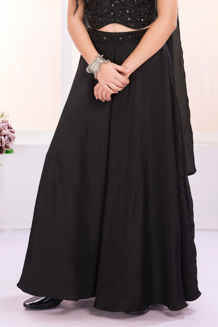 Black Beads and Sequins work Palazzo Suit Set for Girls