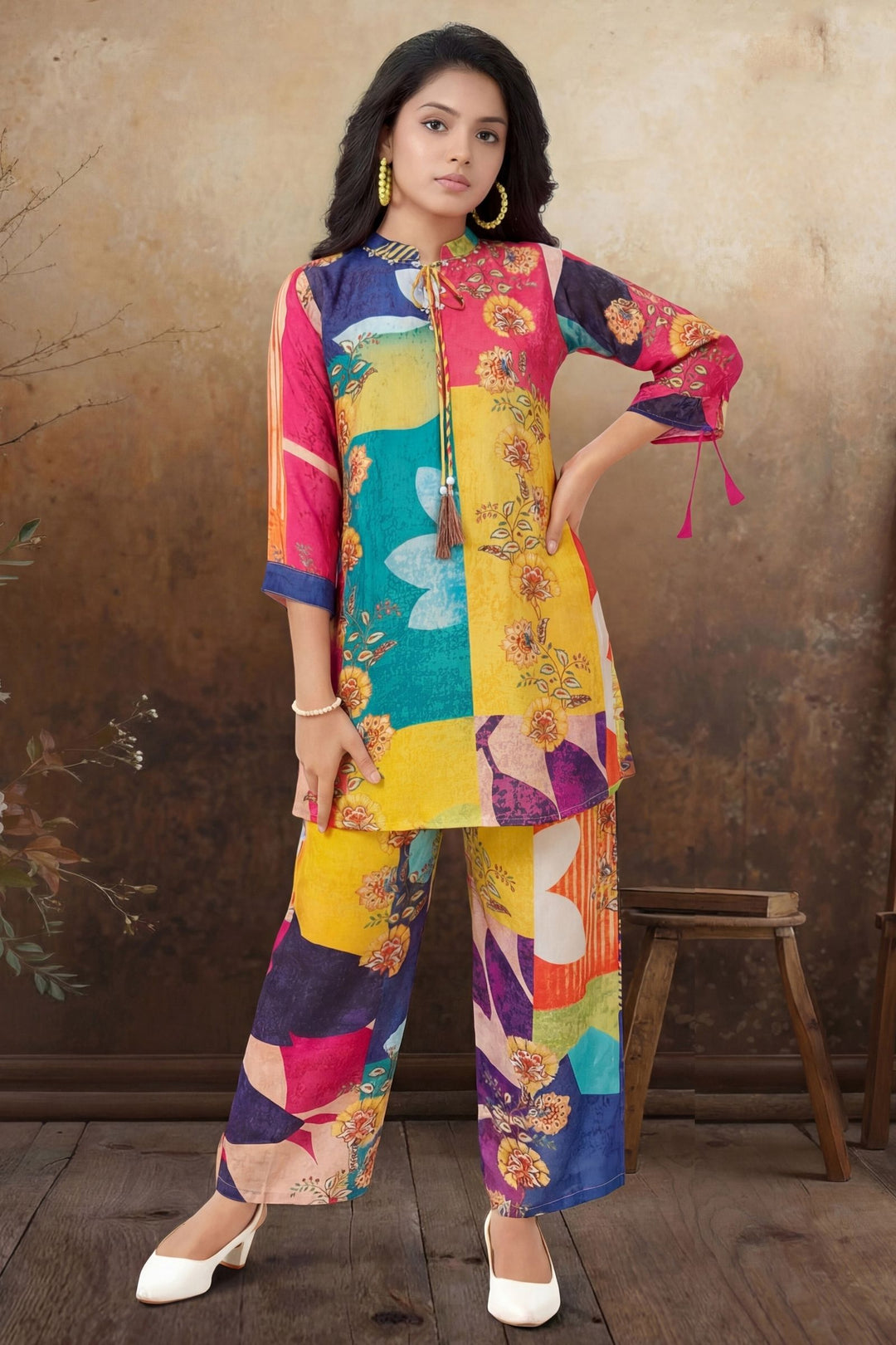 Multicolor Digital Print Co-ord Set for Girls