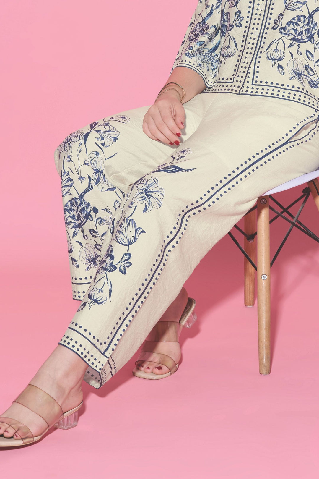 Cream with Digital Print Co-ord Set for Girls