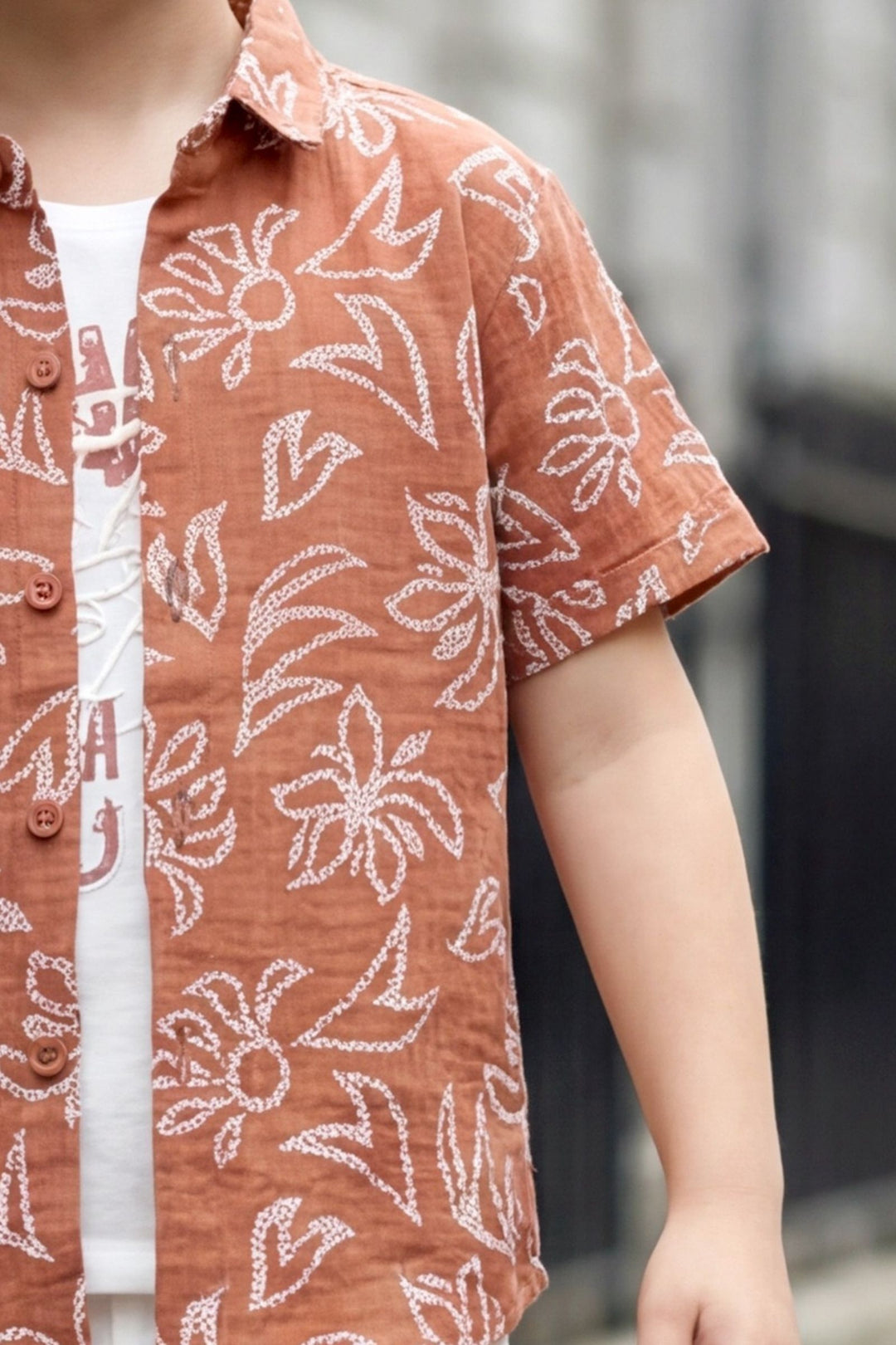 Rust with White Printed Boys Co-Ord Set