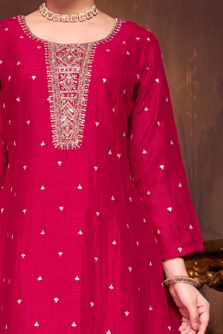 Red Stone, Zardozi, Zari and Sequins work A-line Cut Salwar Suit