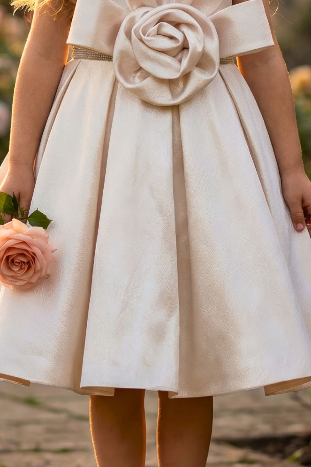 Half White Stone work Short Partywear Frock for Girls