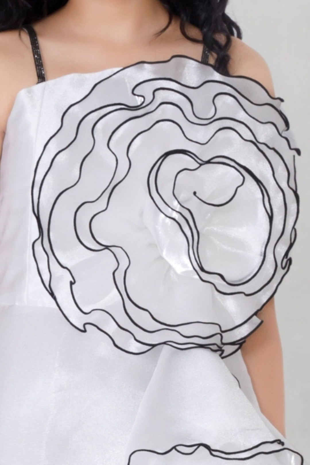 White Stone work Long Party Gown for Girls